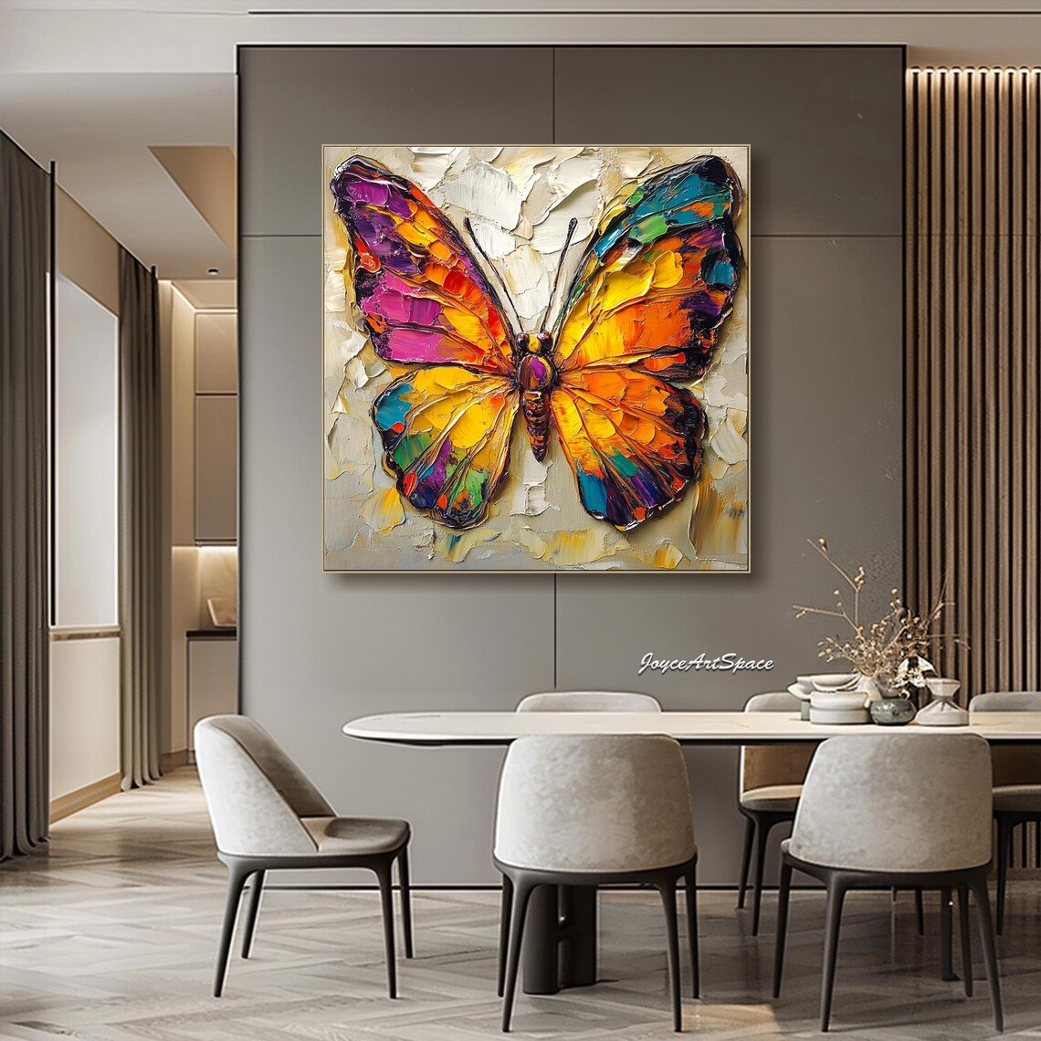 Colorful Butterfly Oil Painting, Abstract Nature Art Print - Image 2