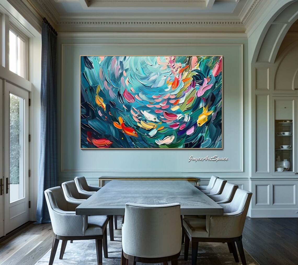 Abstract Fish Oil Painting, Boho Ocean Wall Art Print - Image 4