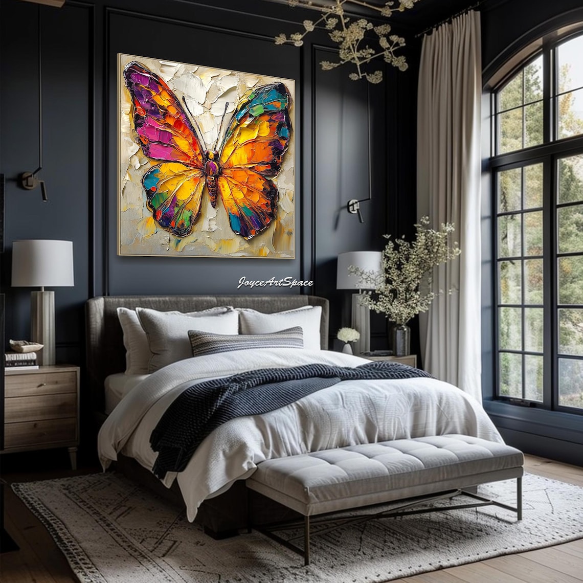 Colorful Butterfly Oil Painting, Abstract Nature Art Print - Image 3