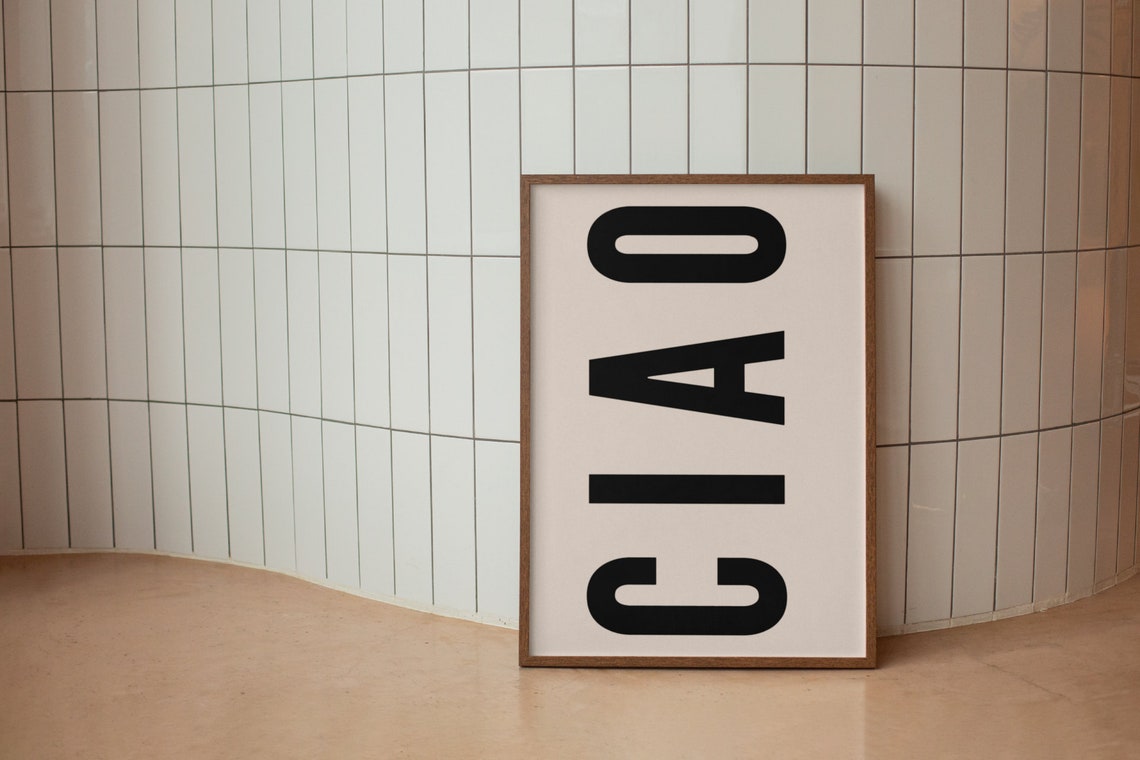 Ciao Black Vertical Typography Minimalist Italian Quote Poster