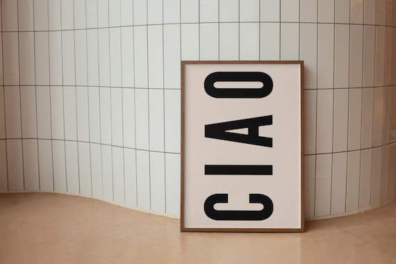 Ciao Black Vertical Typography Minimalist Italian Quote Poster