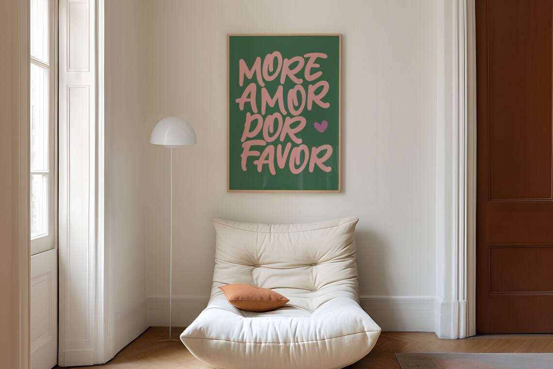 More Amor Por Favor Pink Love Quote Typography Heart Wall Poster - Image 3
