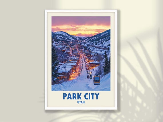 Park City Travel Poster Cinty Winter Print Ski Decor Utah Frame And Canvas