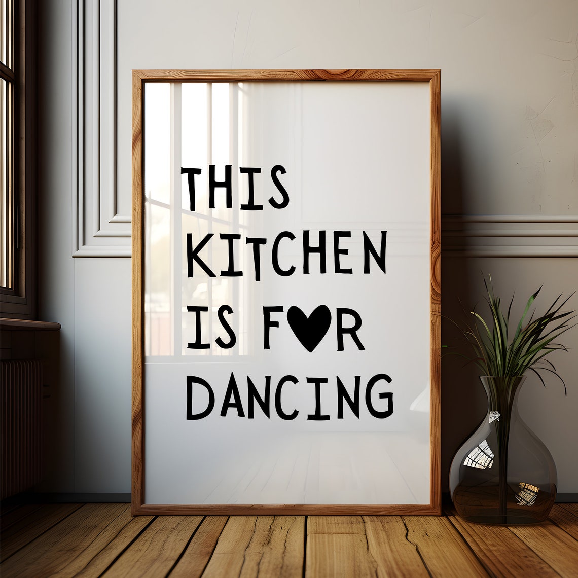 This Kitchen Is for Dancing Red Heart Typography Kitchen Poster - Image 2