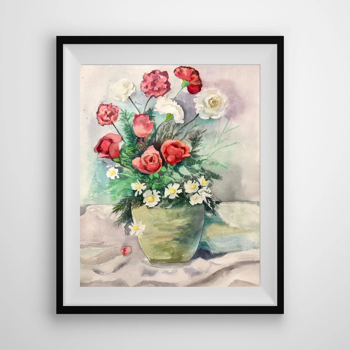 Original Handmade Watercolor Painting Flowers Watercolor Painting Wall Art Flowers In Vase Painting Still Life Painting Bouquet Painting - Image 4