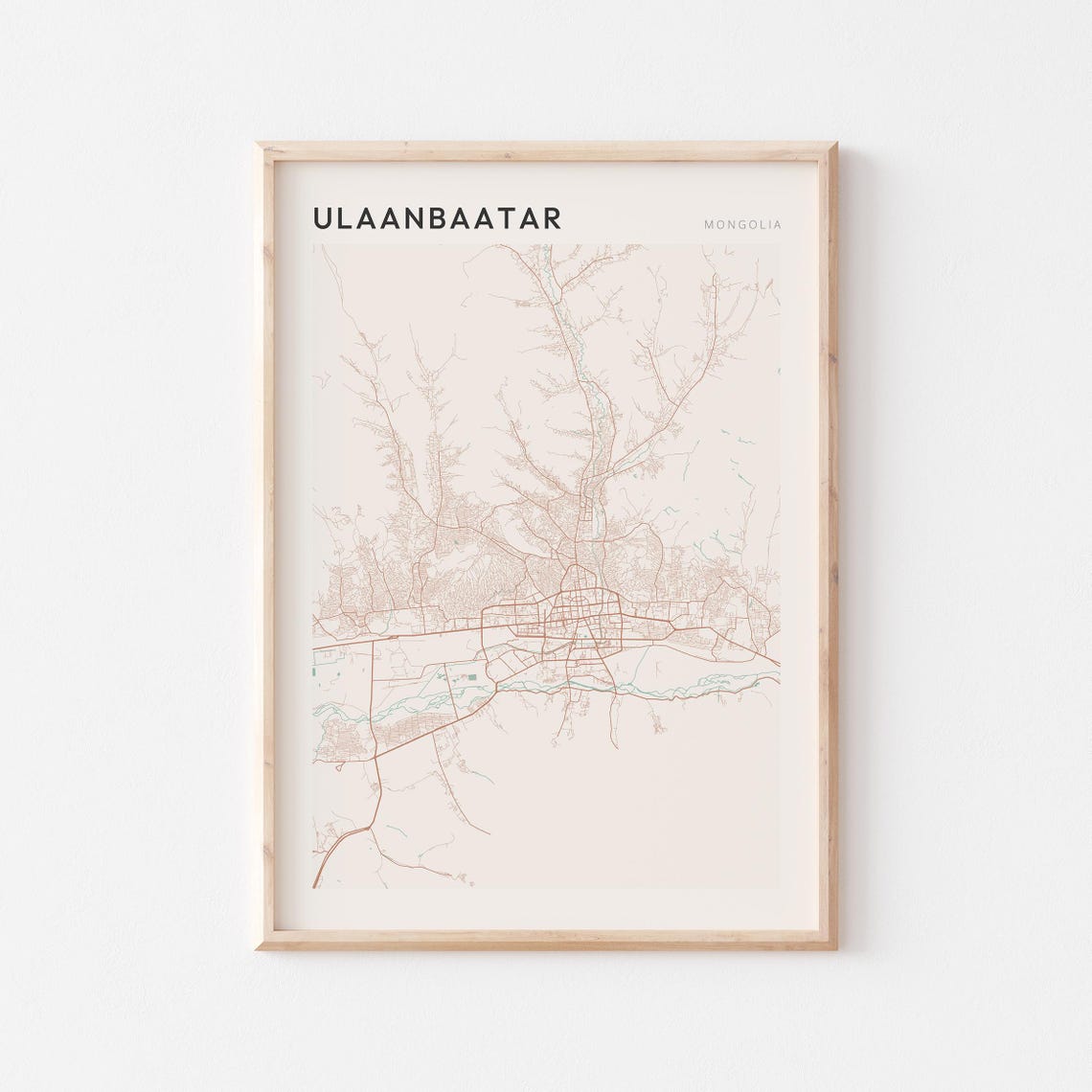 Ulaanbaatar Mongolia Blush Minimal City Map Delicate Line Poster