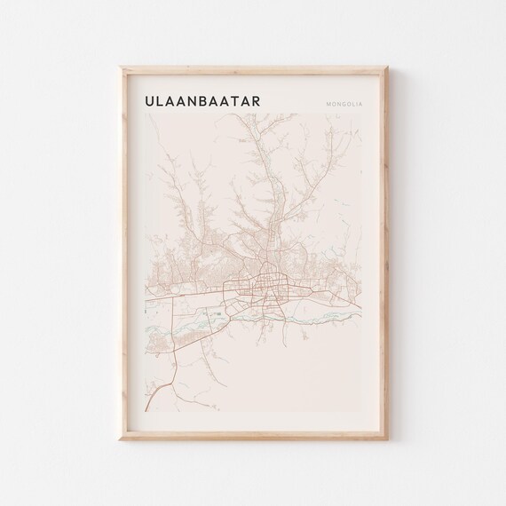 Ulaanbaatar Map Poster Print Wall Art Mongolia Travel Gift Minimalist