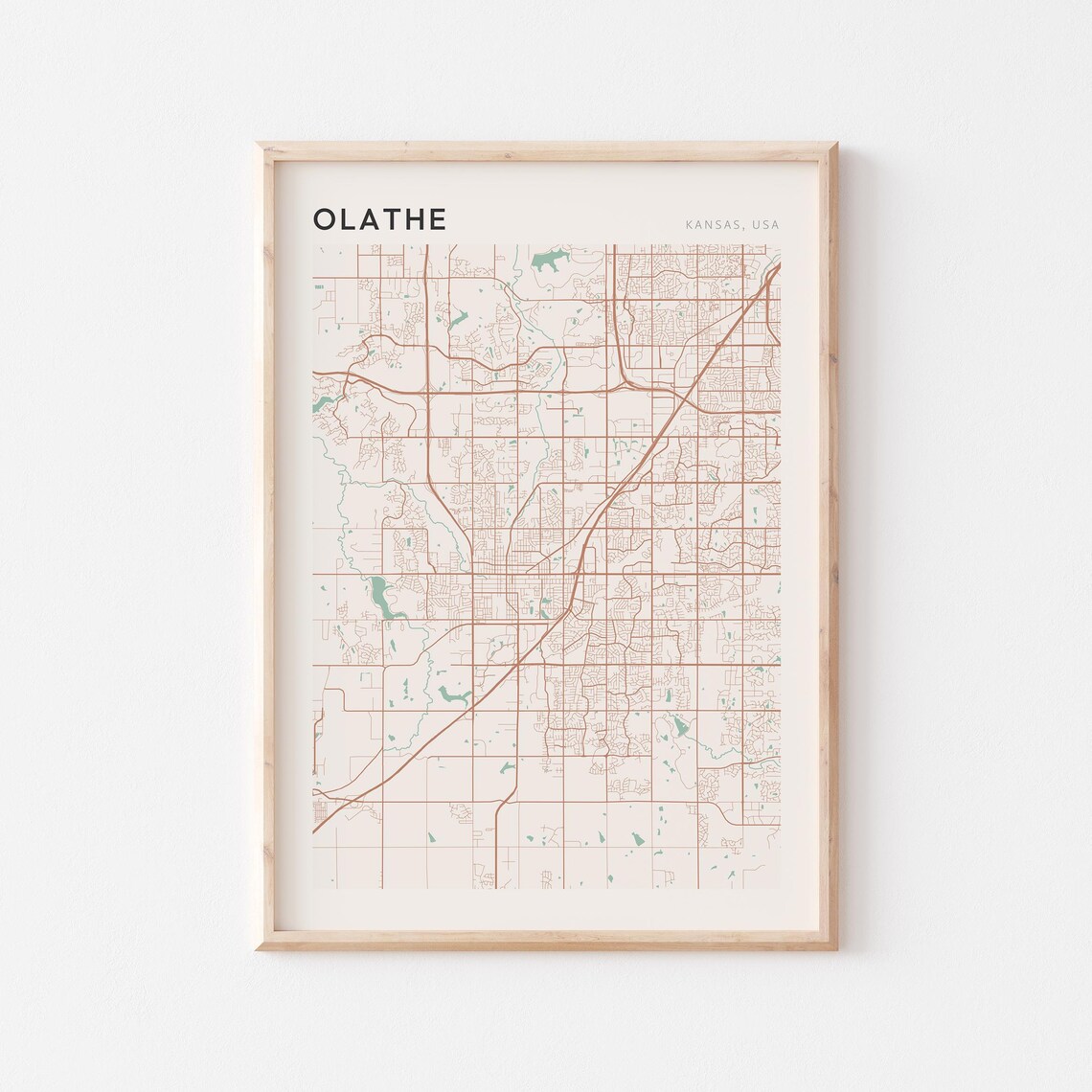 Olathe Kansas City Map Poster Minimalist Line Art Modern Wall Decor Gift