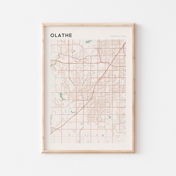 Olathe Kansas City Map Poster Minimalist Line Art Modern Wall Decor Gift