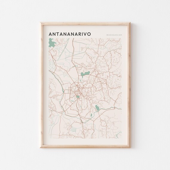 Antananarivo Map Poster Print Wall Art Madagascar Africa Travel Gift Minimalist