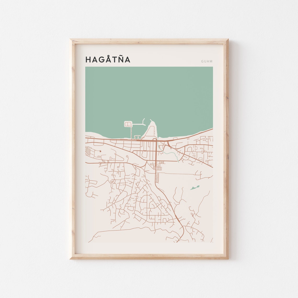 Hagatna Guam Minimalist City Map Poster Pacific Island Artwork