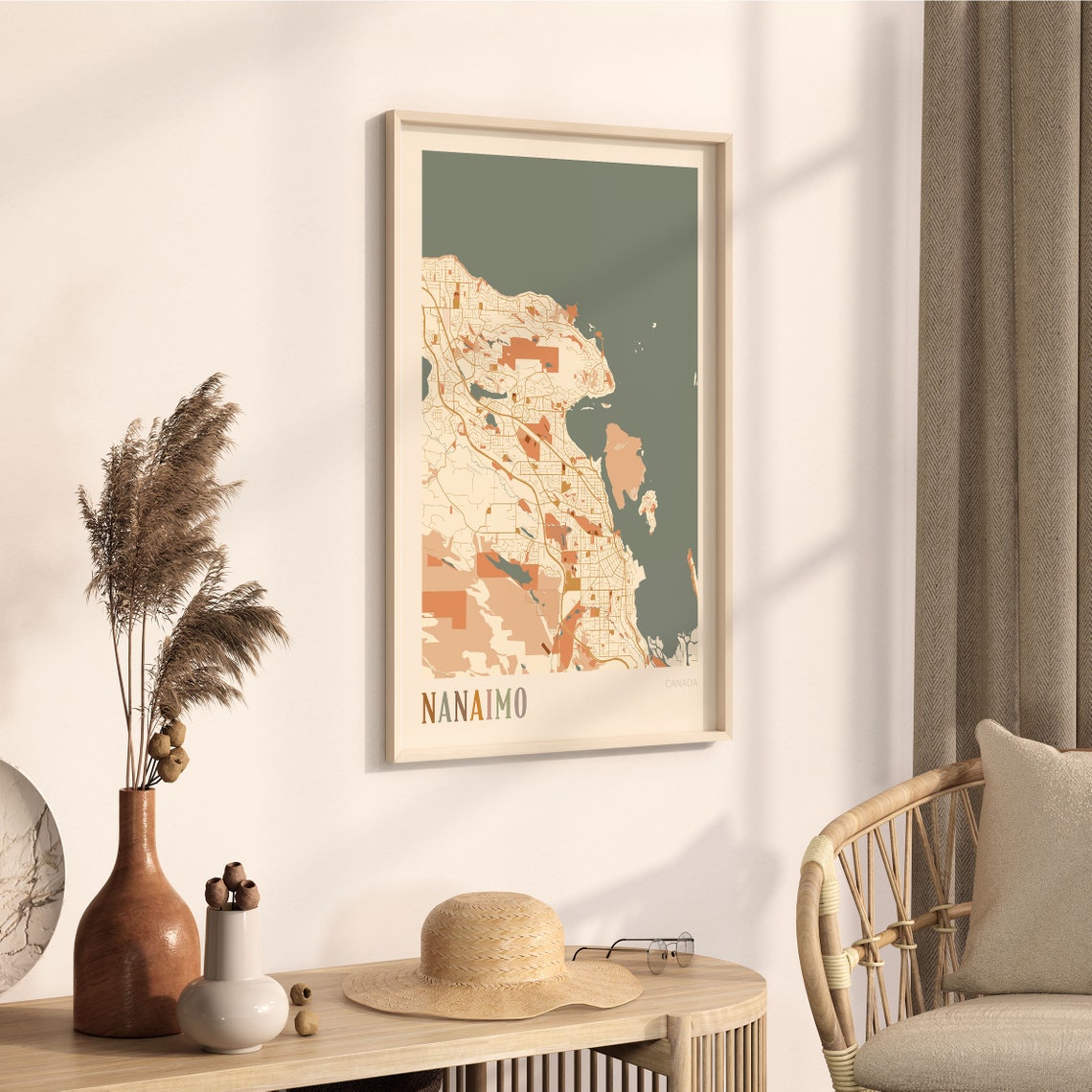 Nanaimo British Columbia Canada Boho Style Coastal City Map Poster - Image 3