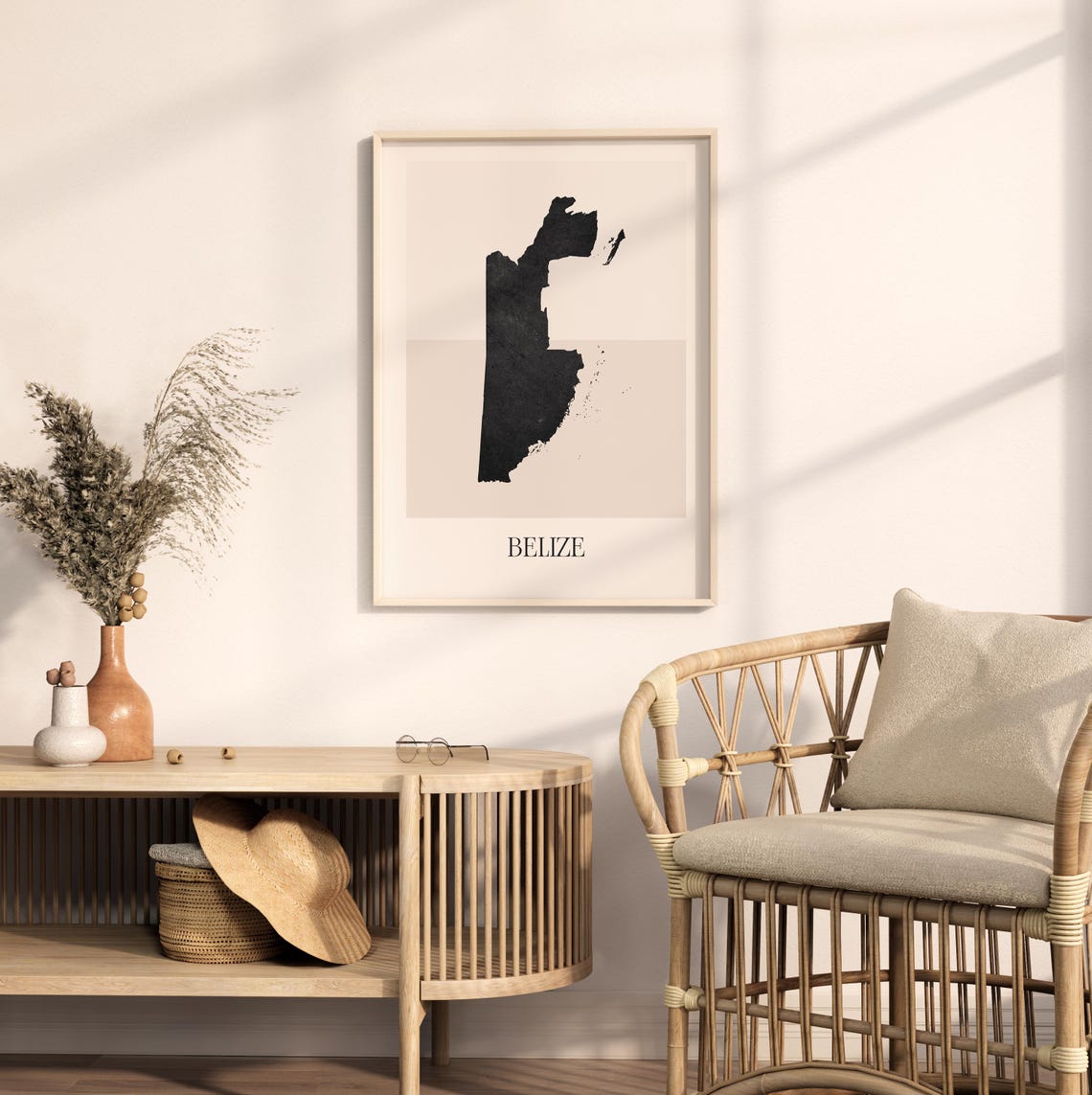 Belize Boho Minimalist Black Country Silhouette Map Art Poster - Image 2