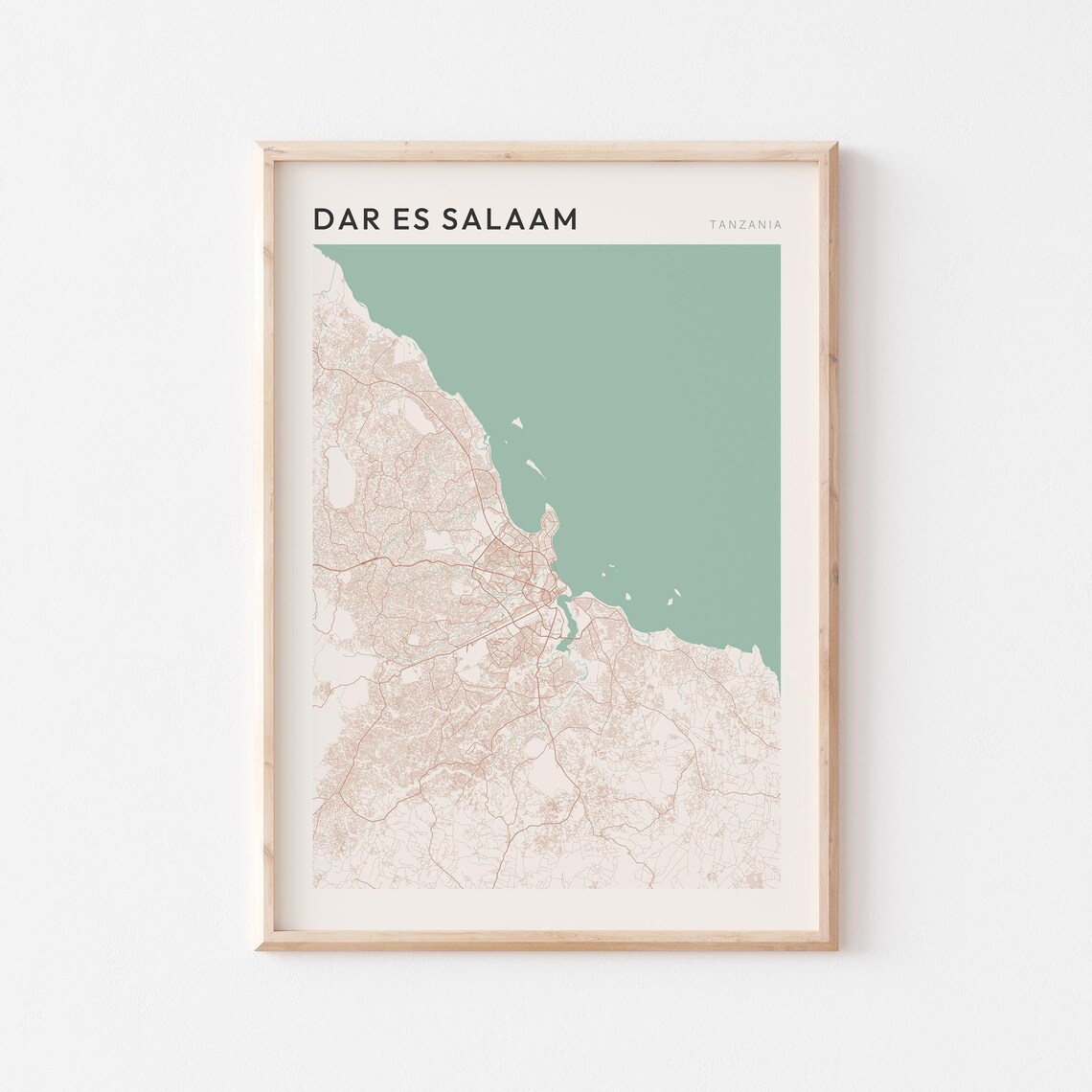 Dar Es Salaam Map Poster Print Wall Art Tanzania Travel Gift Minimalist
