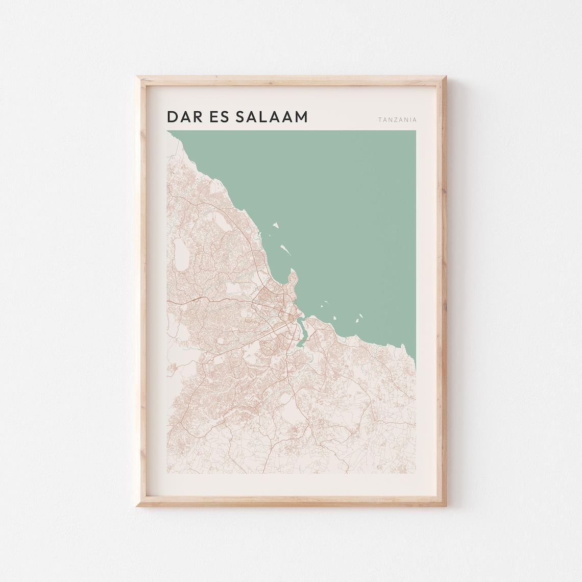 Dar Es Salaam Tanzania Coastal City Street Map Minimalist Art Poster