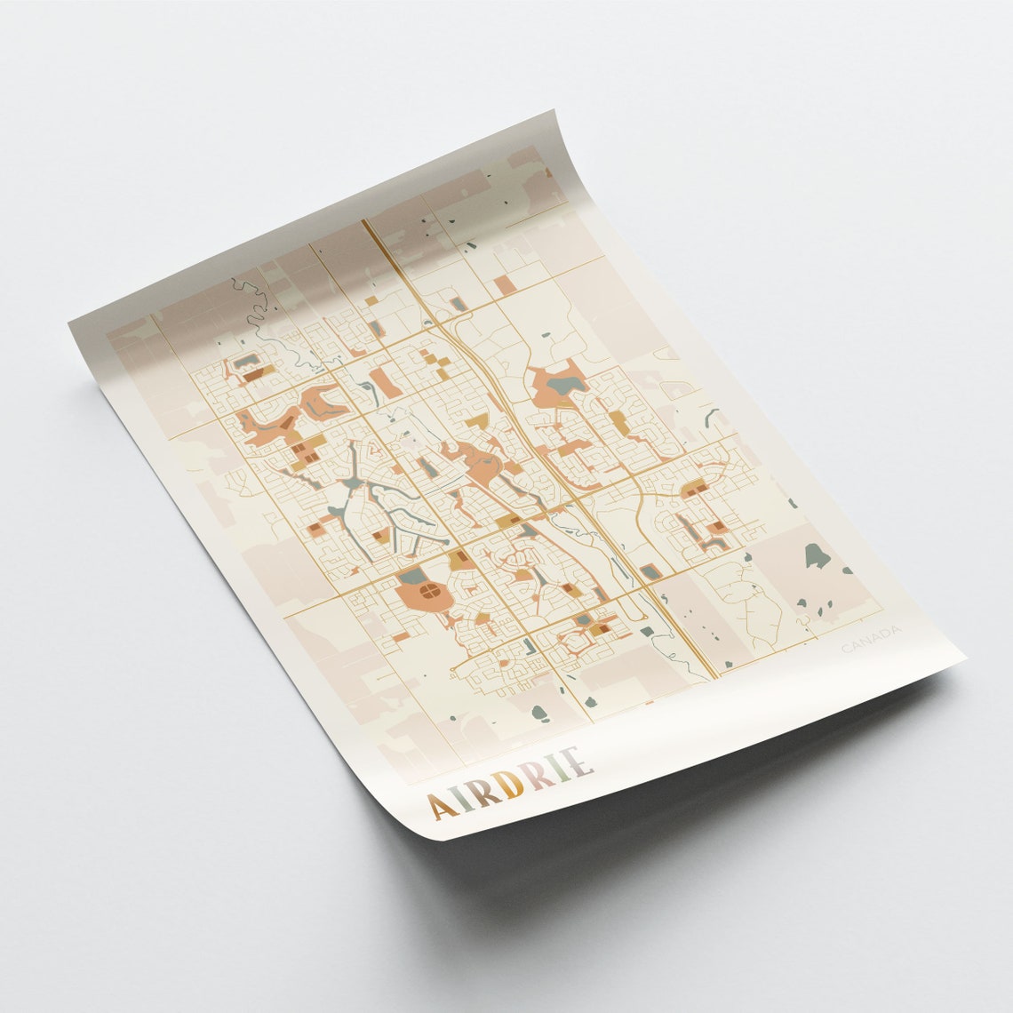 Airdrie Canada Warm Terracotta Minimalist City Map Poster Decor - Image 2