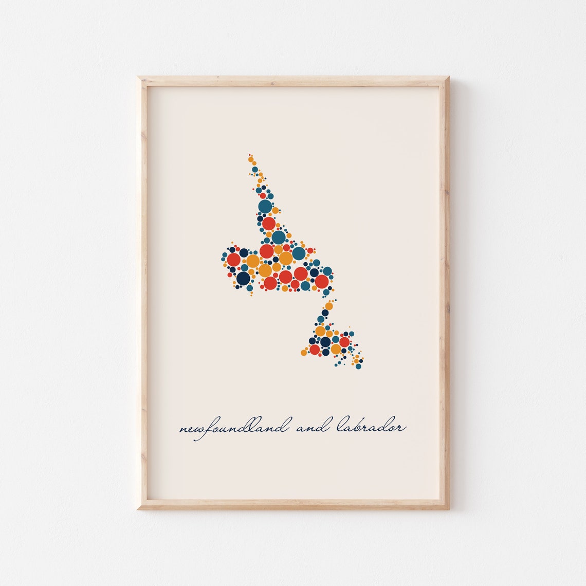 Newfoundland Labrador Canada Dot Art Map Script Art Decor Poster