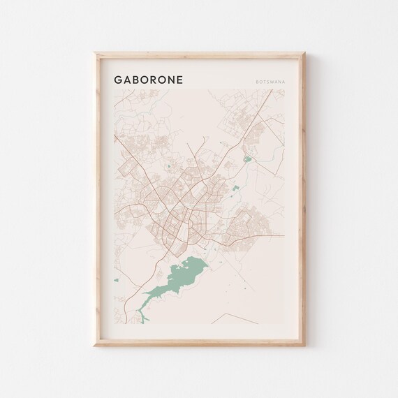 Gaborone Map Poster Print Wall Art Botswana Travel Gift Minimalist