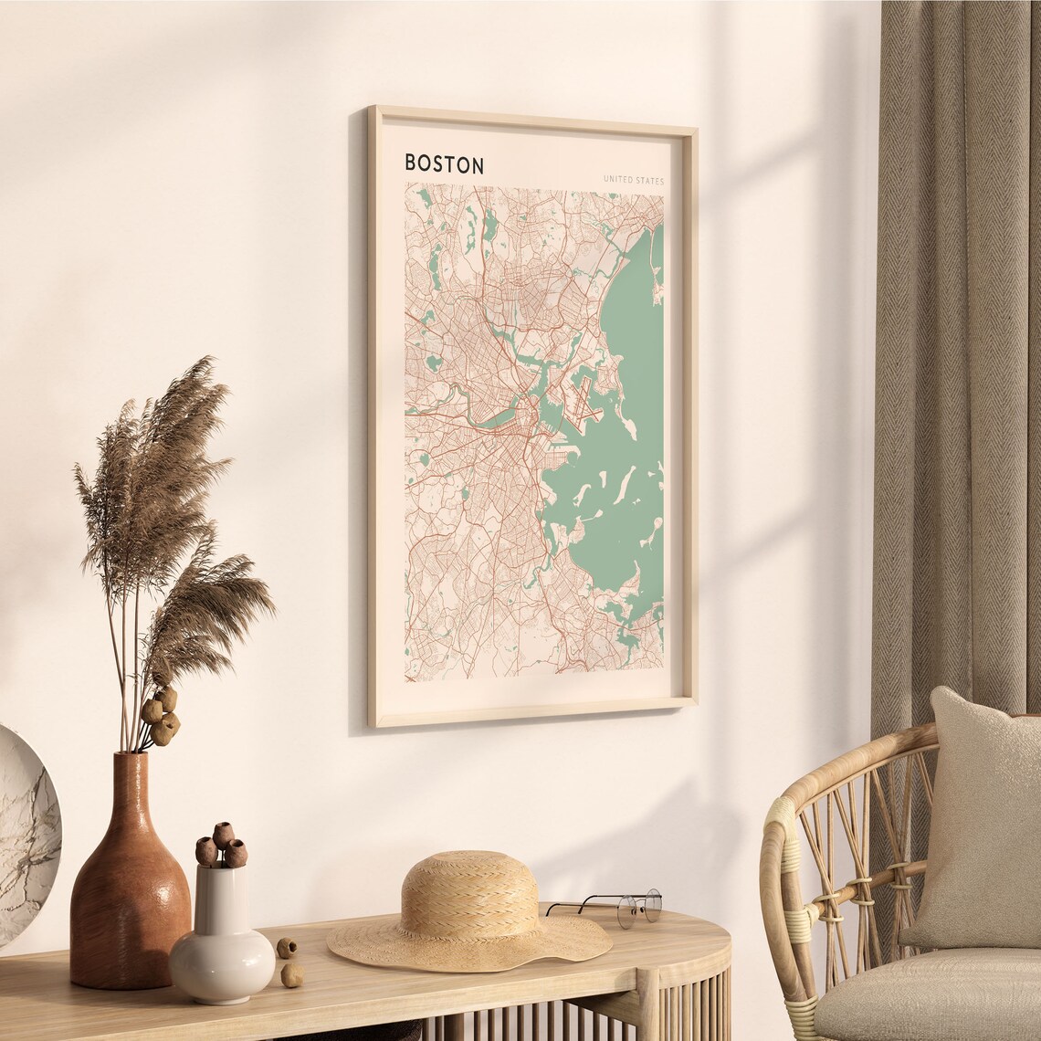 Boston United States Minimalist Street Map City Art Poster Home Decor - Image 3