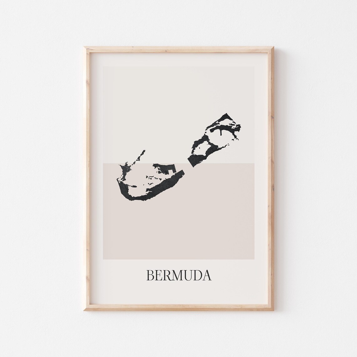 Bermuda Boho Minimalist Black Country Silhouette Map Art Poster