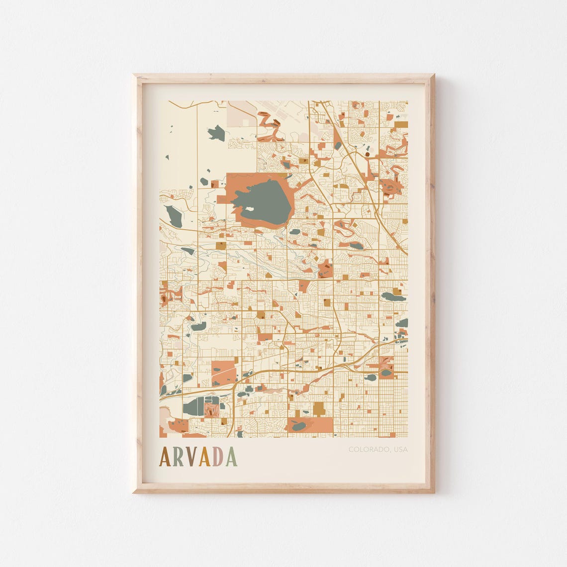 Arvada Colorado Modern Block Style City Map Wall Decor Poster