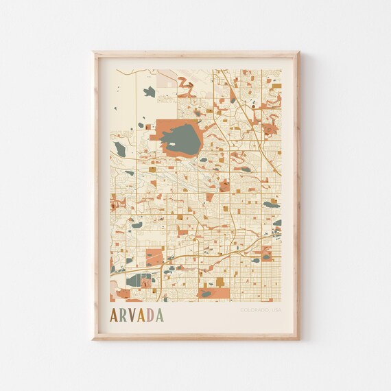 Arvada Colorado Modern Block Style City Map Wall Decor Poster