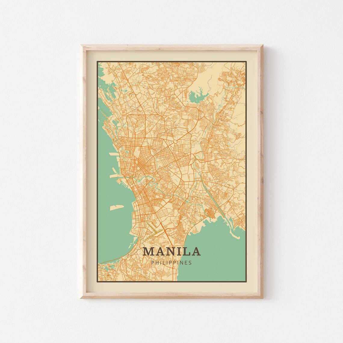 Manila Philippines Vintage Street Map City Art Poster Home Decor Gift
