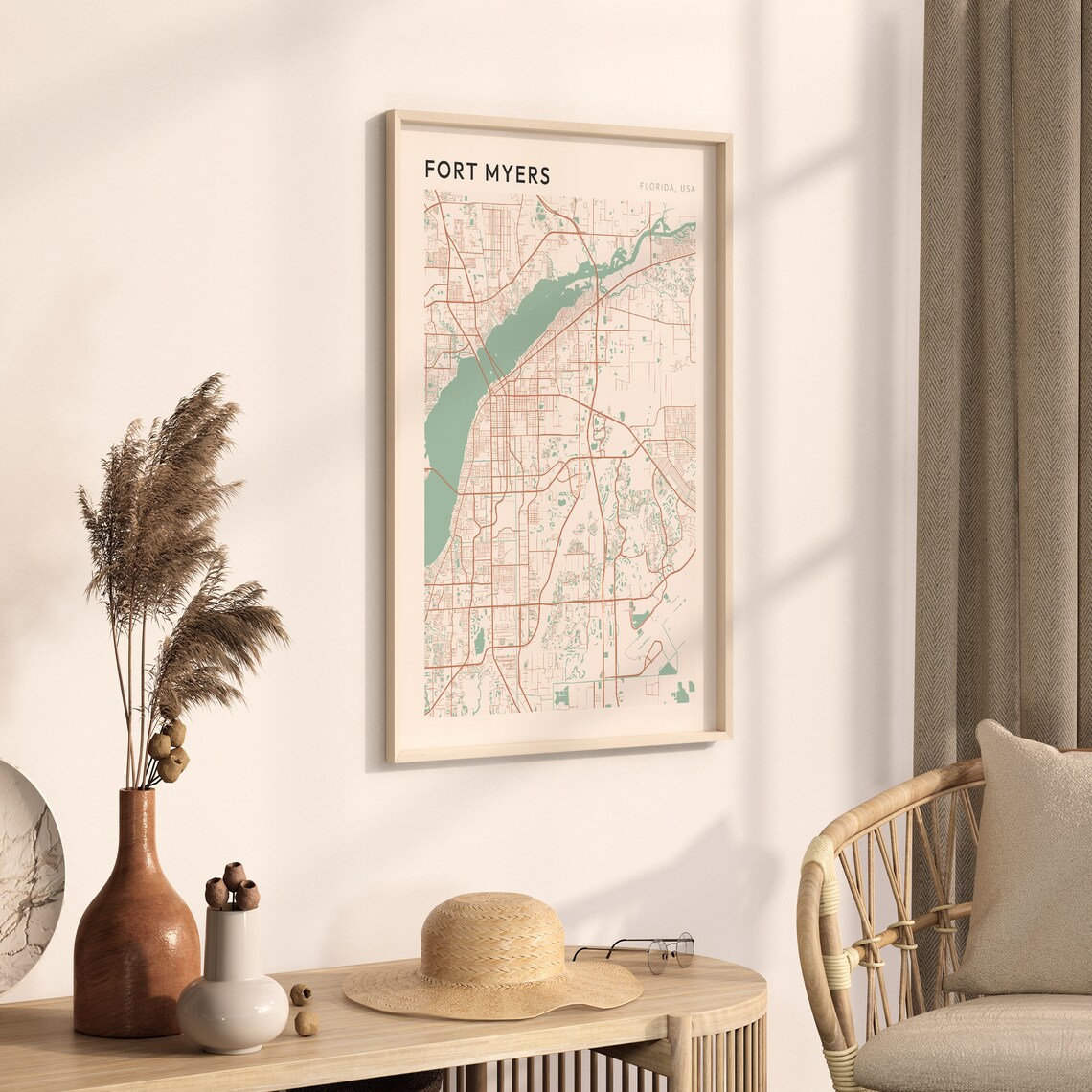 Fort Myers Florida Modern Farmhouse City Map Poster for Entryway Walls - Image 3