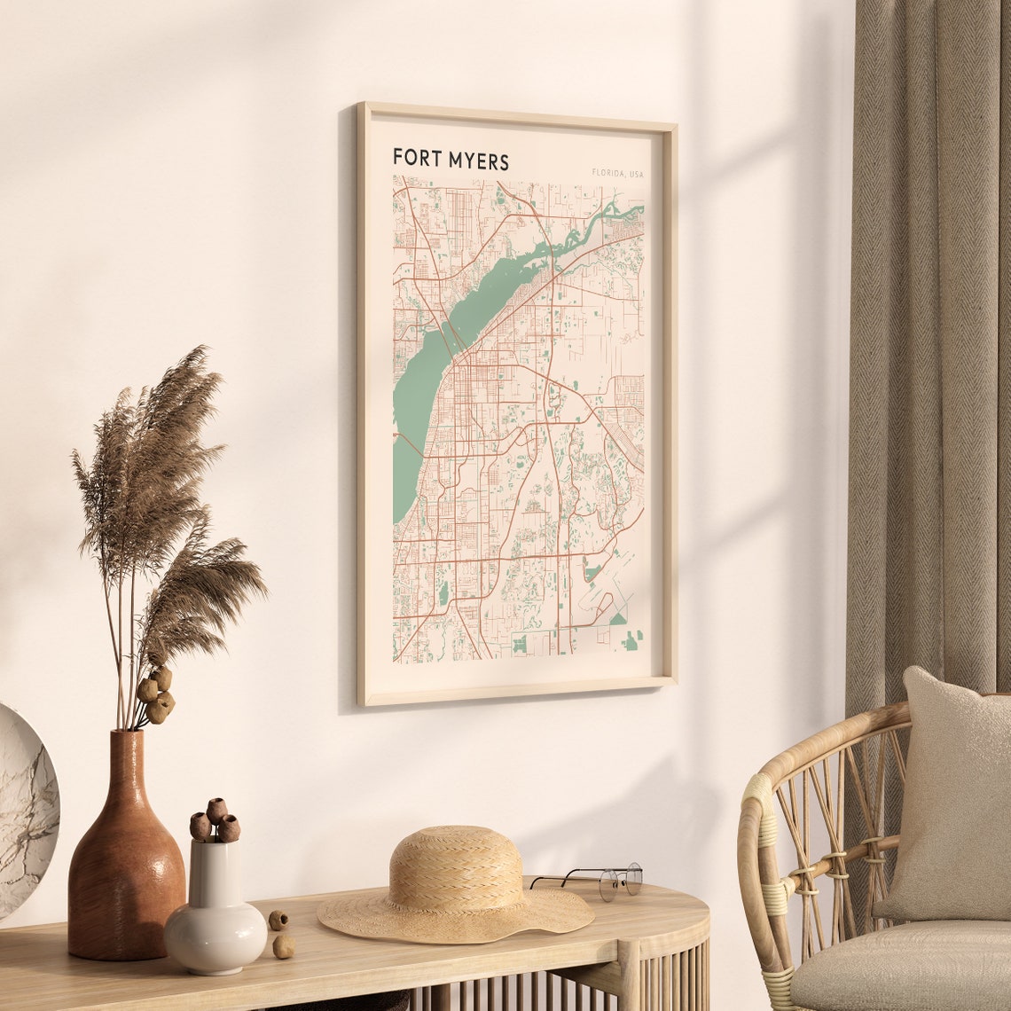 Fort Myers Map Poster Fort Myers Print Fort Myers Poster Fort Myers Wall Art Florida Travel Gift Farmhouse Wall Decor - Image 3