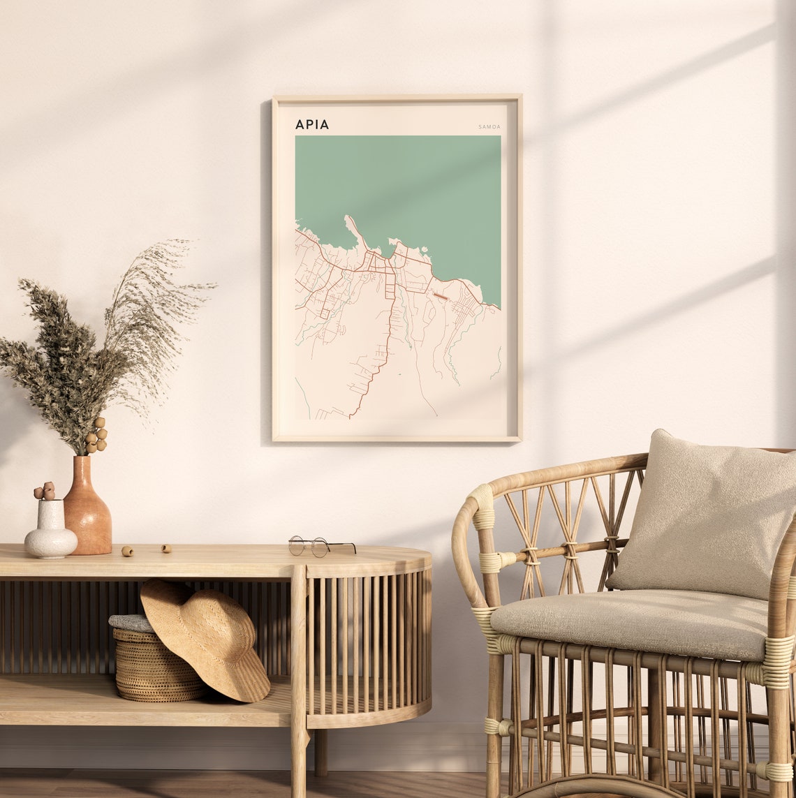 Apia Samoa Minimalist Boho South Pacific Coastal City Map Poster - Image 2