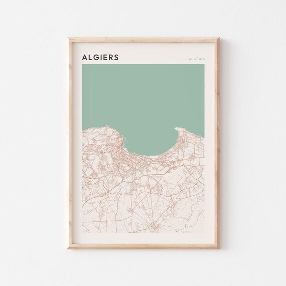 Algiers Map Poster Print Wall Art Algeria Travel Gift Minimalist