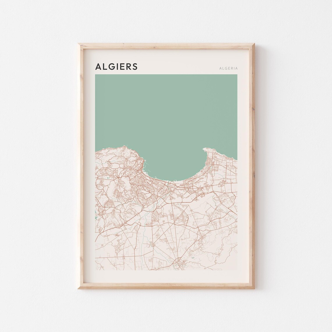 Algiers Map Poster Print Wall Art Algeria Travel Gift Minimalist