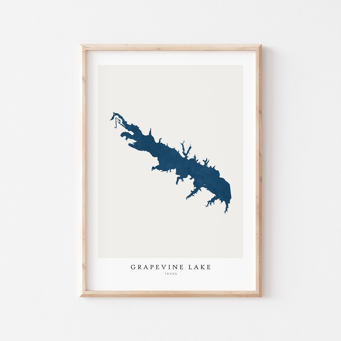 Grapevine Lake Wall Map, Texas Art Print