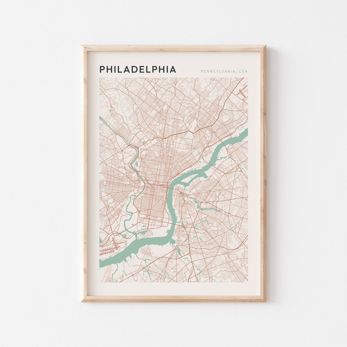 Philadelphia Pennsylvania Minimalist Street Map Travel Poster