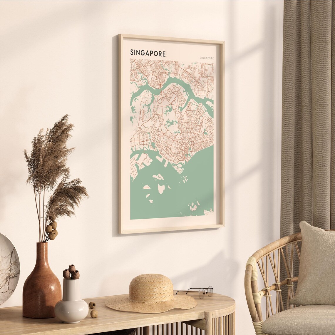 Singapore Map Poster Singapore Wall Art Singapore City Map Singapore Map Print Singapore Travel Decor Singapore Farmhouse Wall Art - Image 3