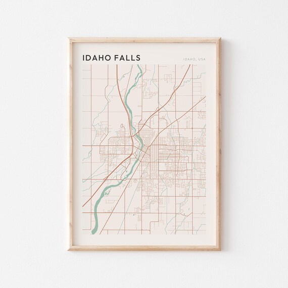 Idaho Falls Idaho Minimalist Terracotta Street Line Map Poster