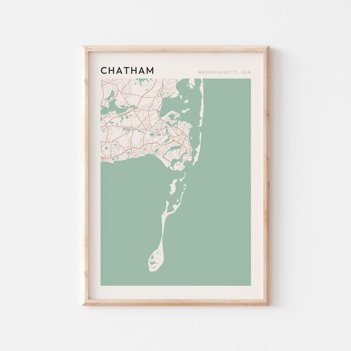Chatham Massachusetts Elegant Sage Green Minimalist City Map Poster