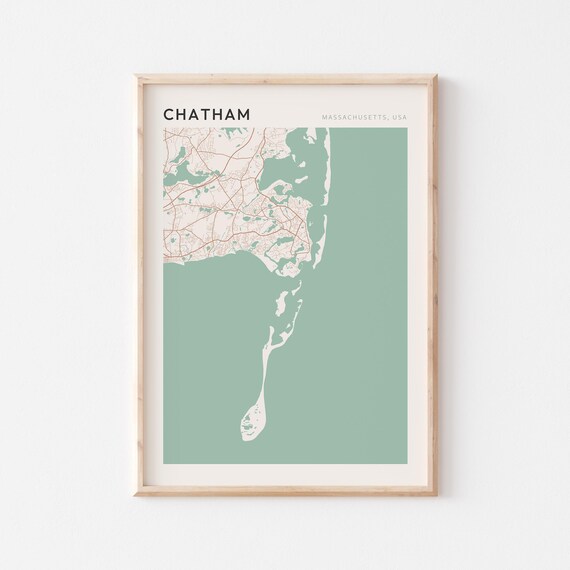 Chatham Massachusetts Elegant Sage Green Minimalist City Map Poster