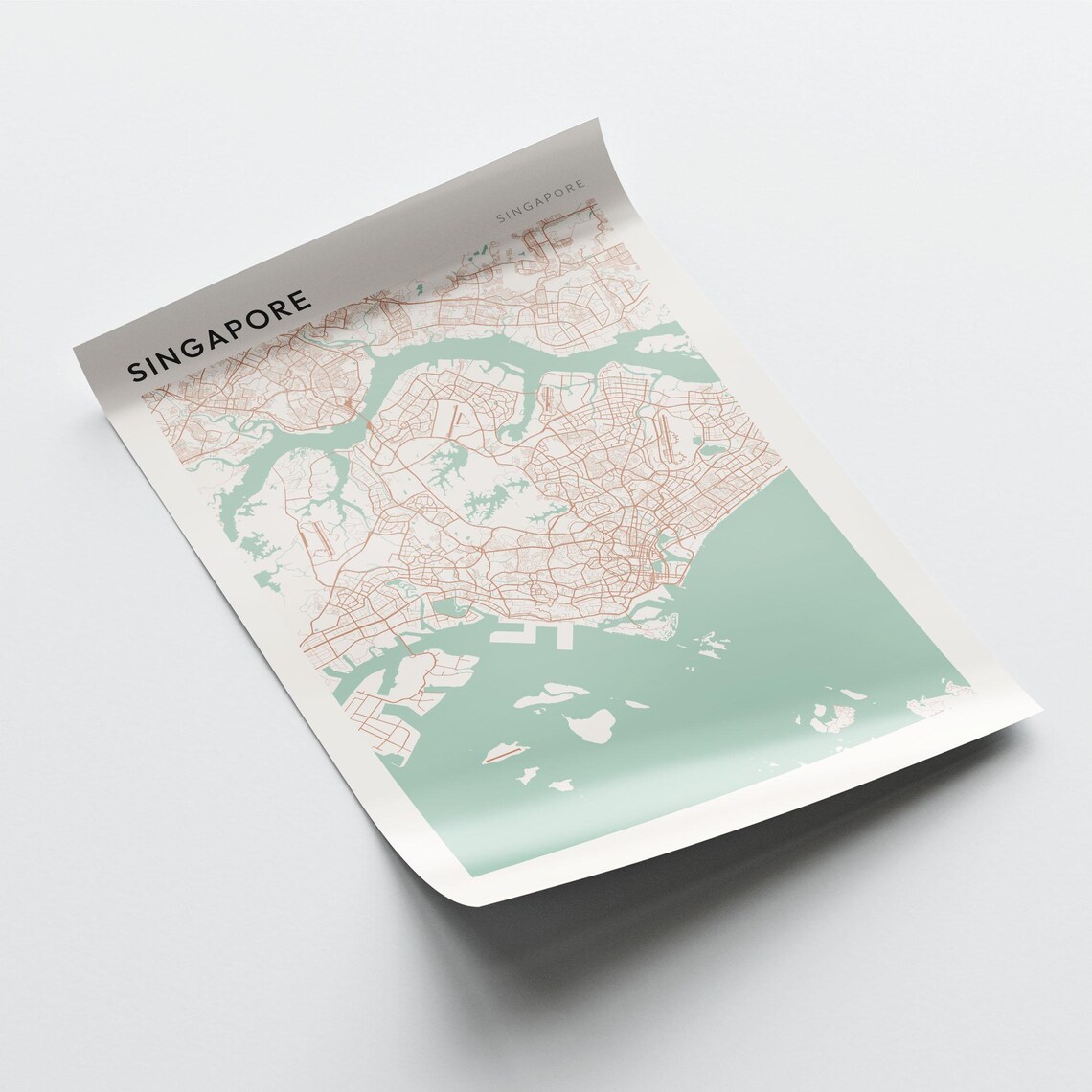 Singapore Map Poster Singapore Wall Art Singapore City Map Singapore Map Print Singapore Travel Decor Singapore Farmhouse Wall Art - Image 2