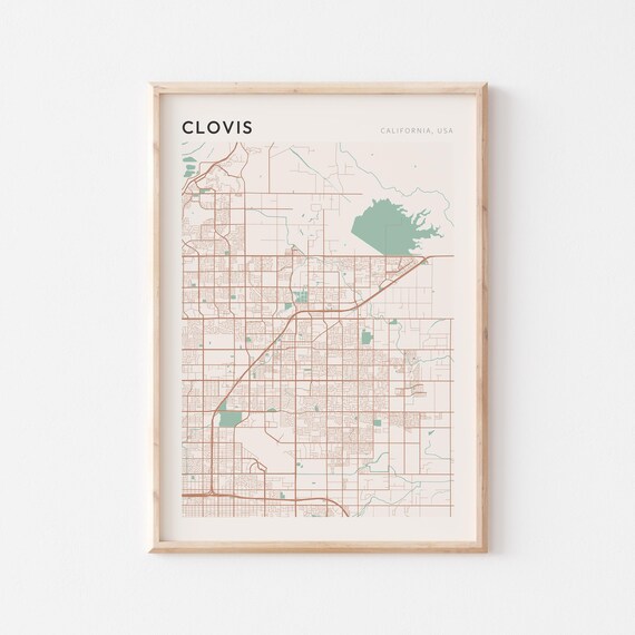 Clovis California Minimalist City Street Map Wall Decor Poster