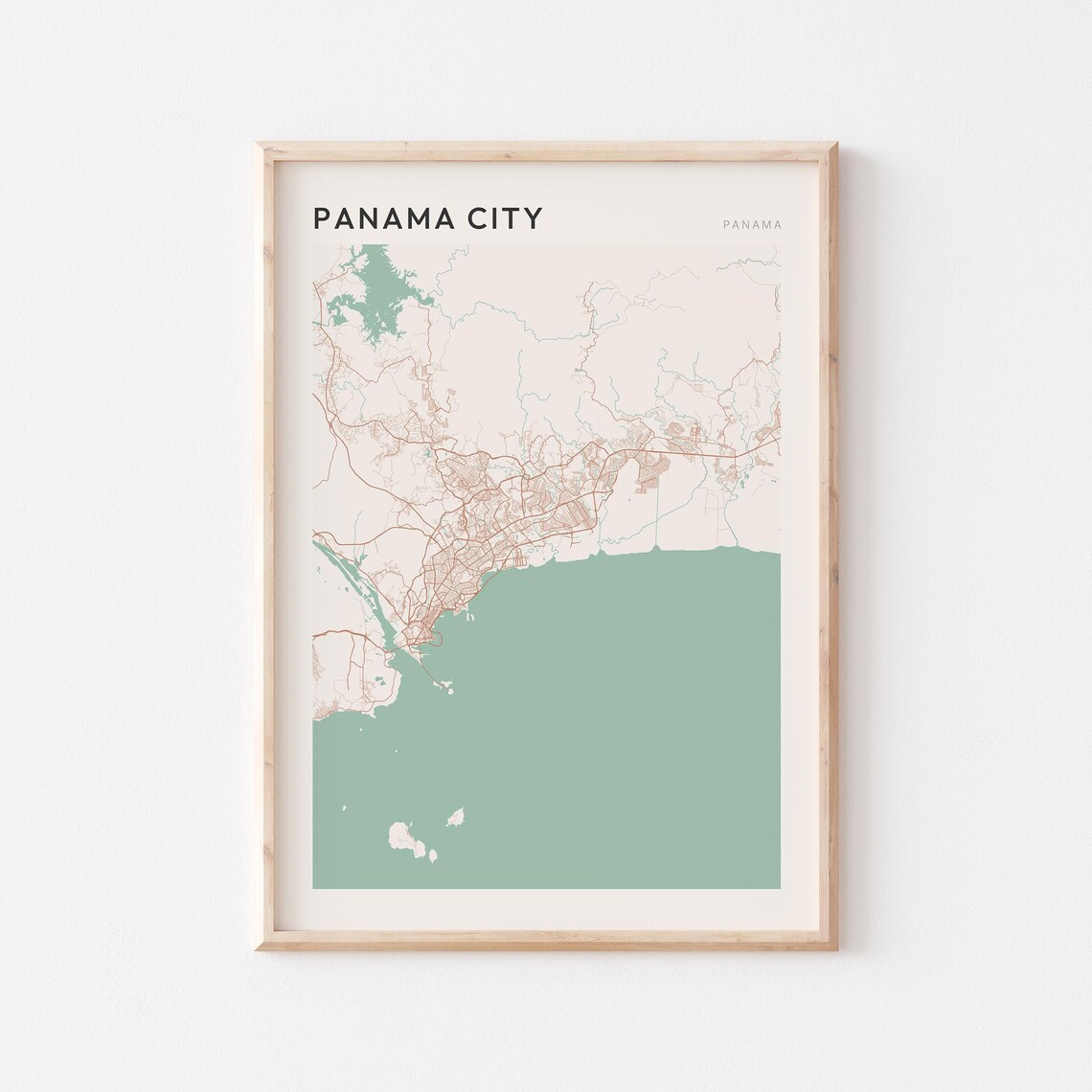 Panama City Map Poster Print Wall Art Travel Gift Farmhouse Decor