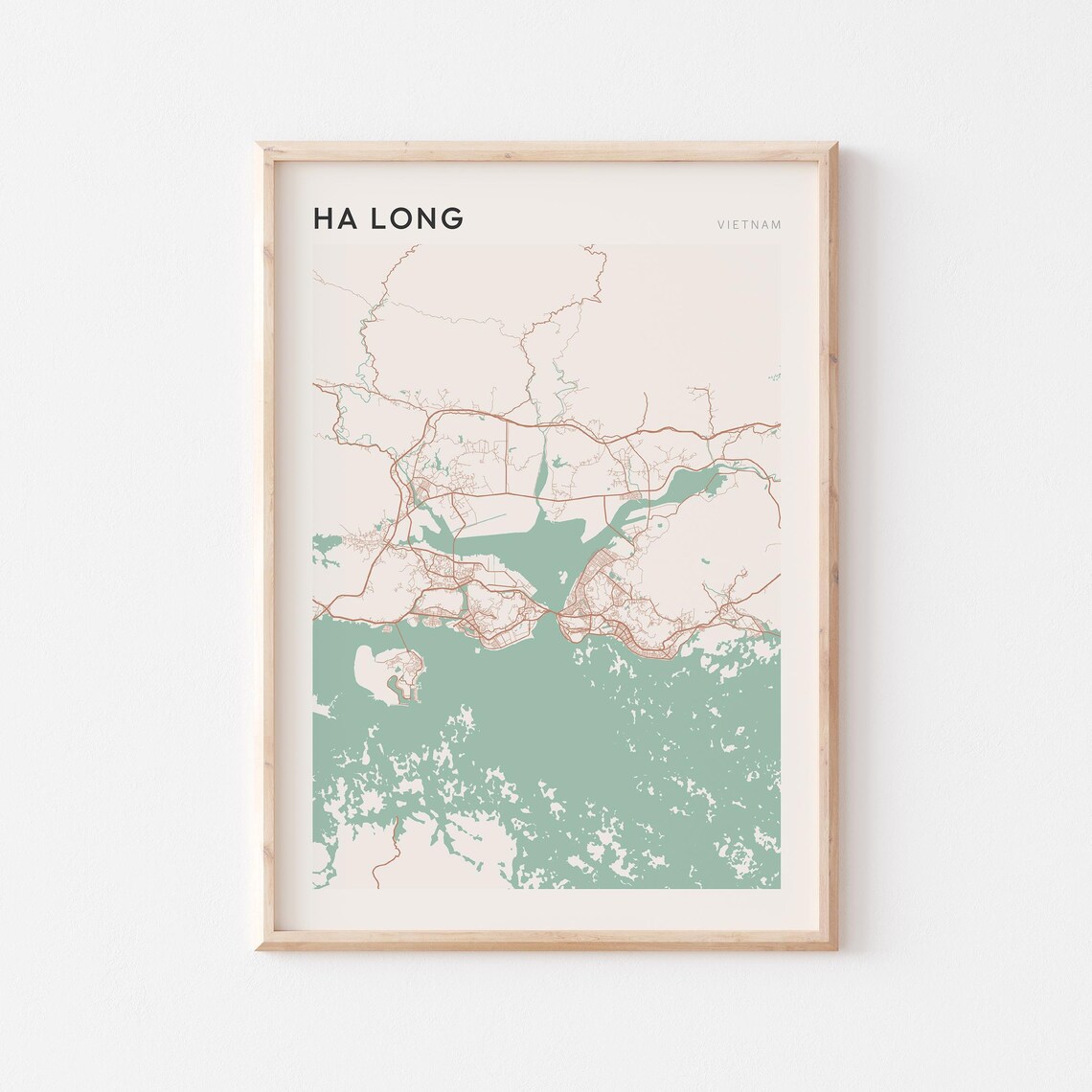 Ha Long Map Poster Print Wall Art Vietnam Travel Gift Scandi