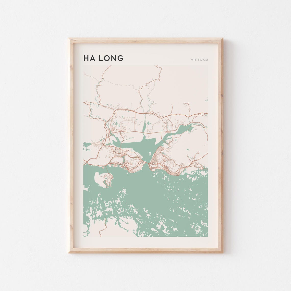 Ha Long Vietnam Bay Coastline Map Minimalist Coastal Travel Poster