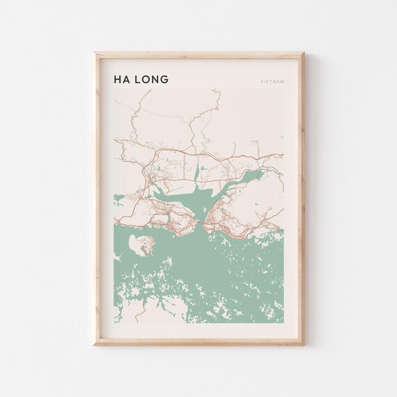 Ha Long Map Poster Print Wall Art Vietnam Travel Gift Scandi