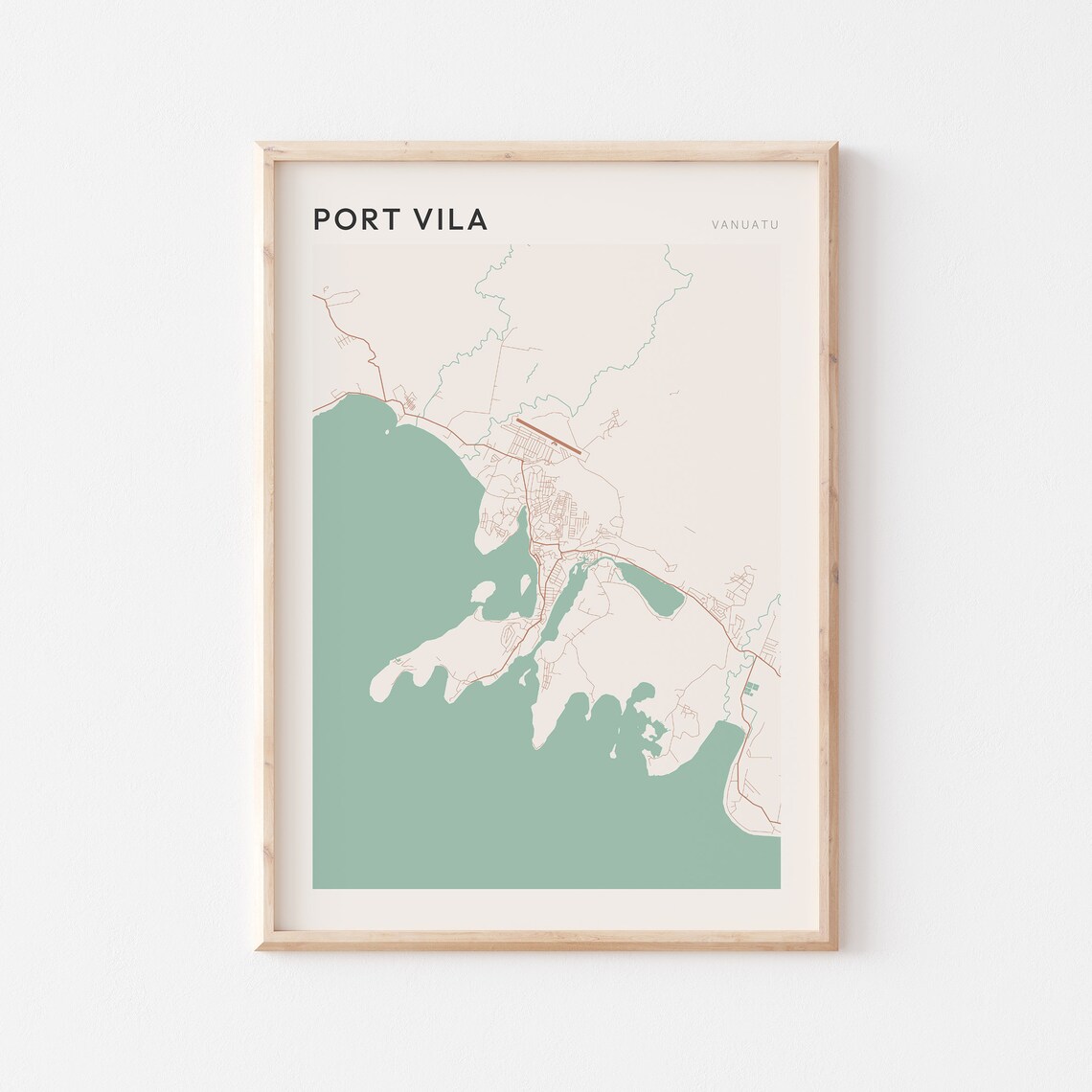 Port Vila Vanuatu South Pacific Minimalist Boho Harbor City Map Poster