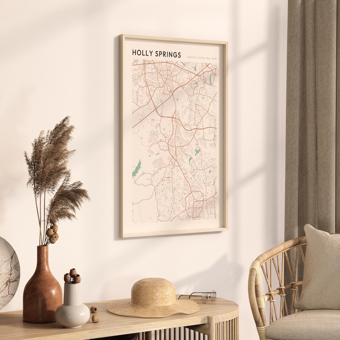 Holly Springs North Carolina Minimalist Line Art Street Map Poster - Image 3