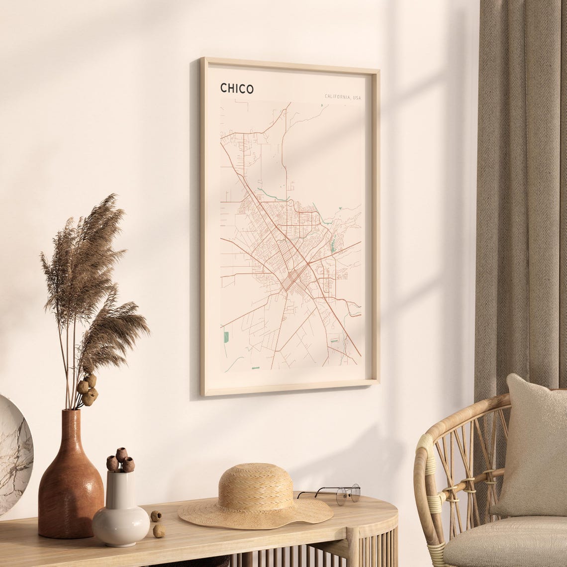 Chico California Minimalist Line Map Poster for Modern Decor - Image 3