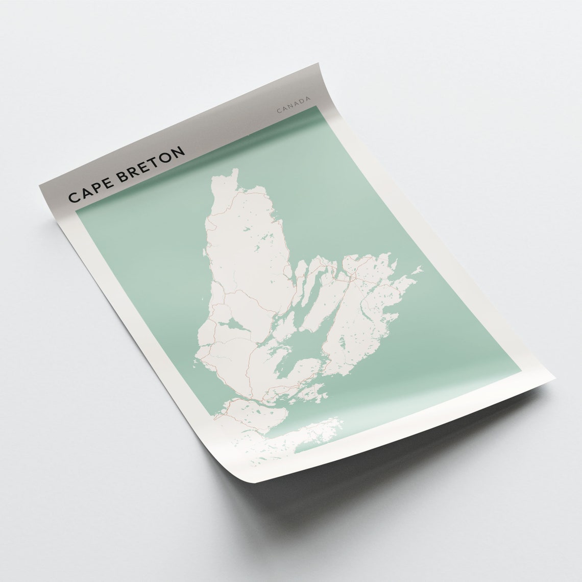 Cape Breton Nova Scotia Canada Modern Minimalist Island Map Poster - Image 2