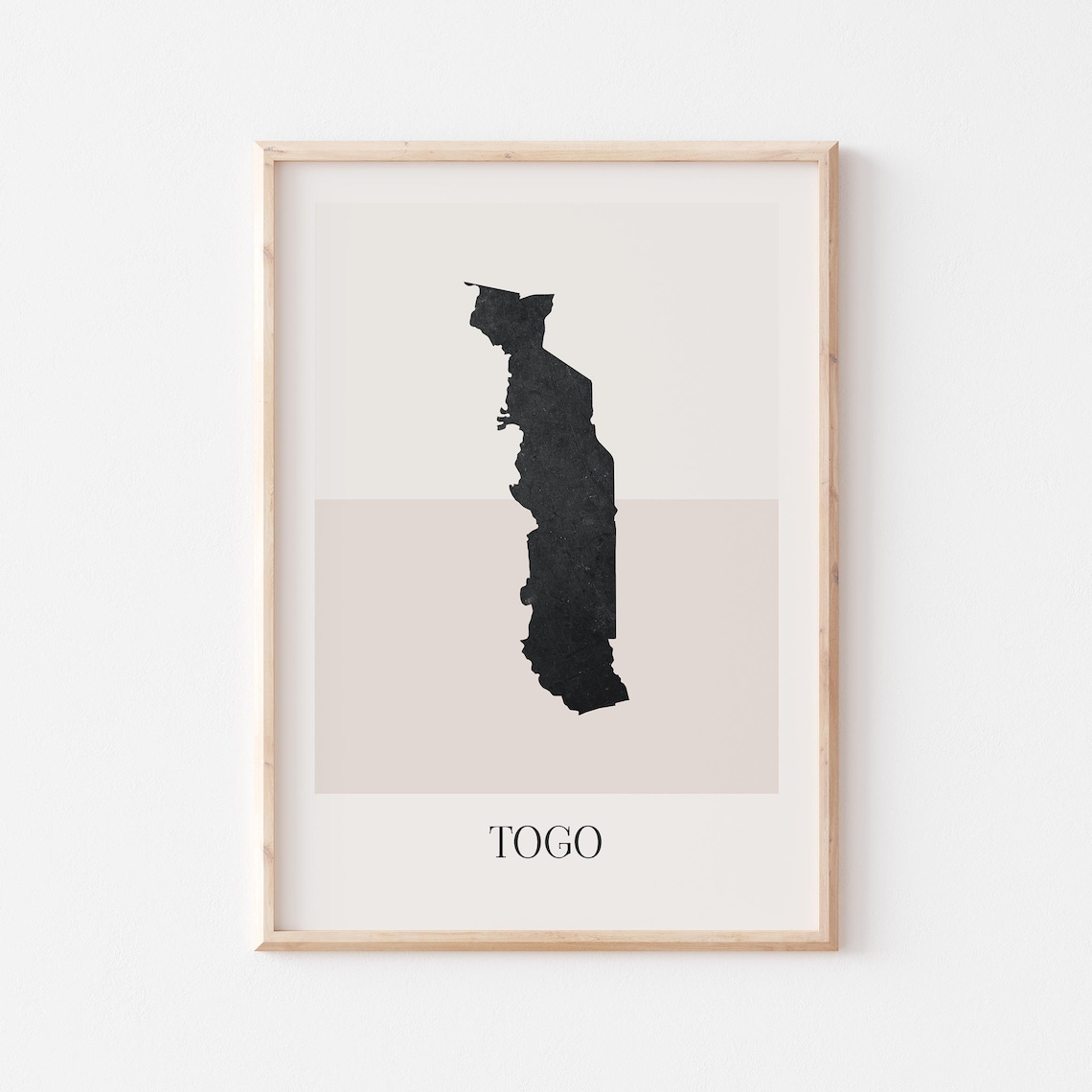 Togo Country Map Minimalist Boho Silhouette Beige Black Style Poster