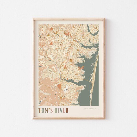 Tom's River New Jersey Street Map Poster with Colorful Multicolor Typography